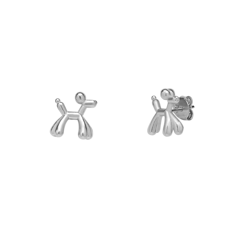 Thumbnail of Balloon Dog Poodle Stud Earring Sterling Silver - Silver image