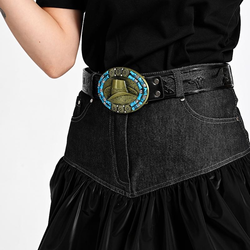 Thumbnail of Balloon Mini Skirt With Denim-Effect Waist image