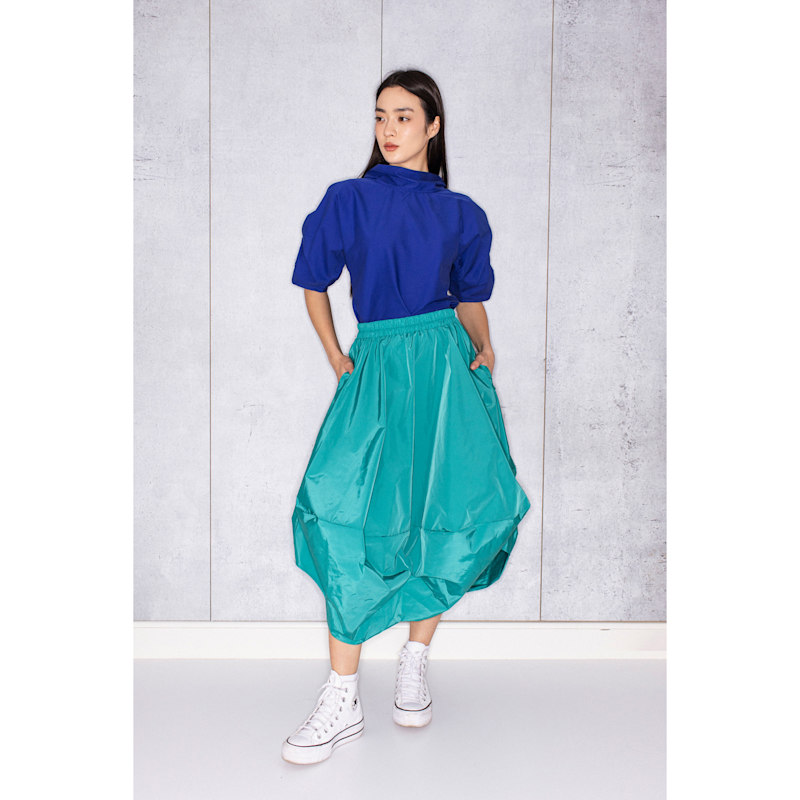 Balloon Skirt In Green Taffeta | Bianca Popp | Wolf & Badger