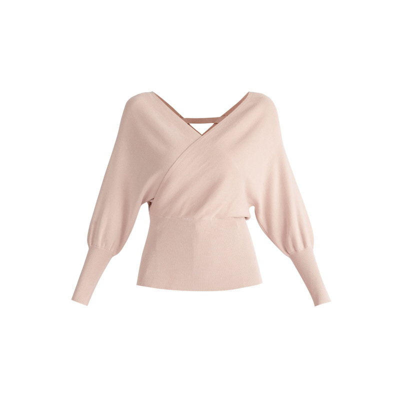 Thumbnail of Balloon Sleeve Wrap Top In Blush image