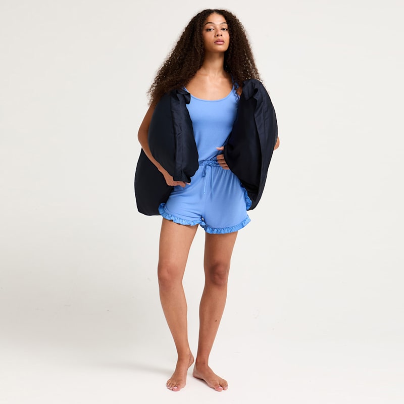 Thumbnail of Bamboo Frill Cami Short Pyjama Set In Cornflower Blue image
