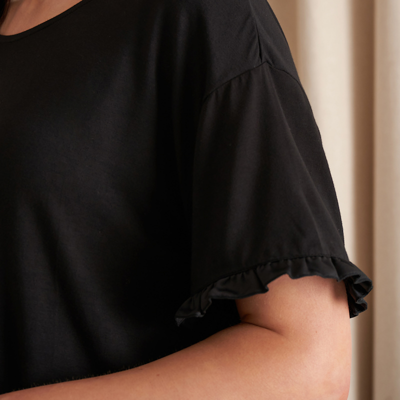 Thumbnail of Bamboo Frill Tee Trouser Set In Black image