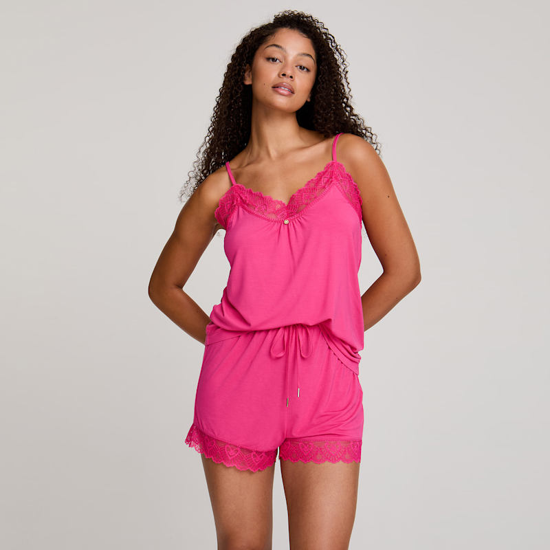 Thumbnail of Bamboo Lace Cami Short Pyjama Set In Raspberry image