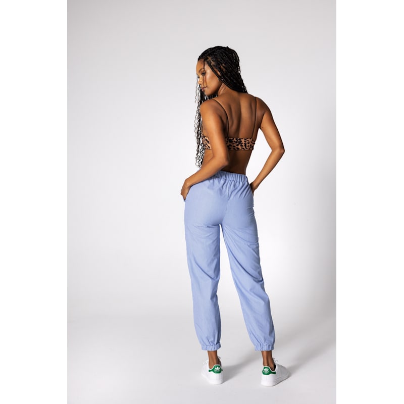 Thumbnail of Banana Pants - Blue Stripped Poplin - Poplin Pants With Harem Fit image