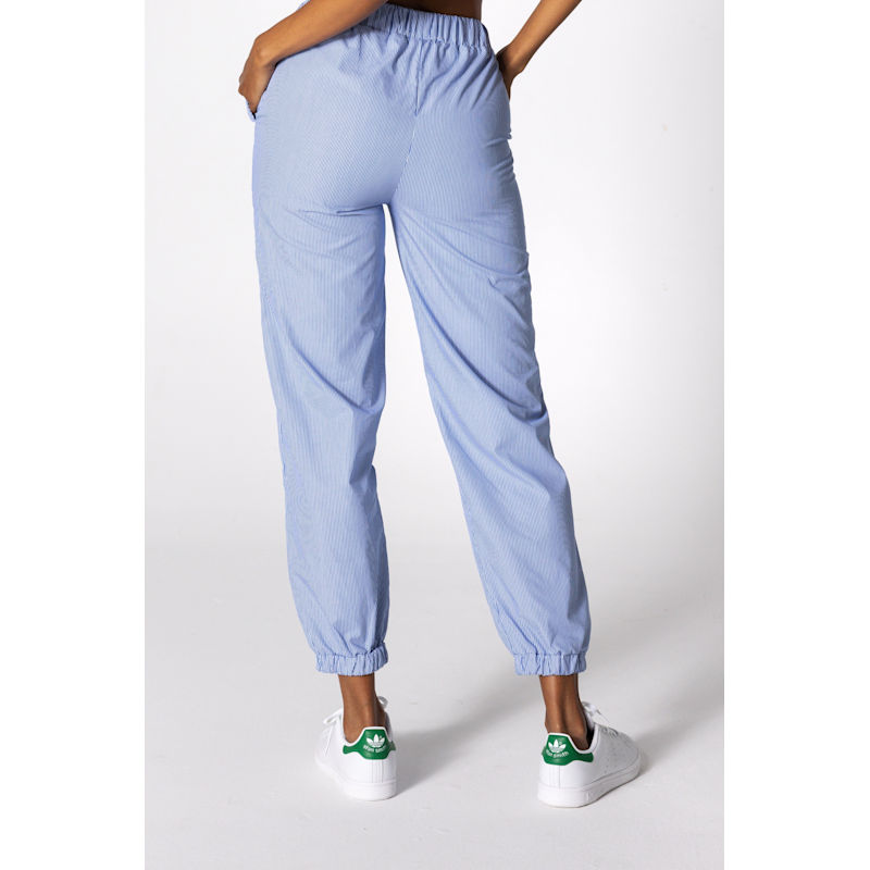 Thumbnail of Banana Pants - Blue Stripped Poplin - Poplin Pants With Harem Fit image