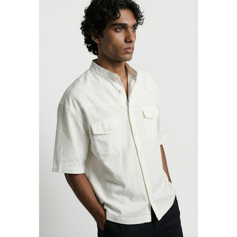 Thumbnail of Band Collar Shirt Relaxed Fit Structured Utility image
