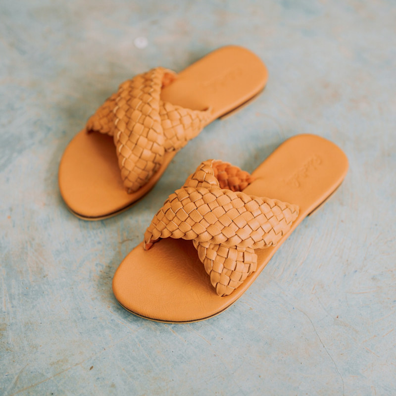 Thumbnail of Barbara Woven Leather Sandals In Tan image