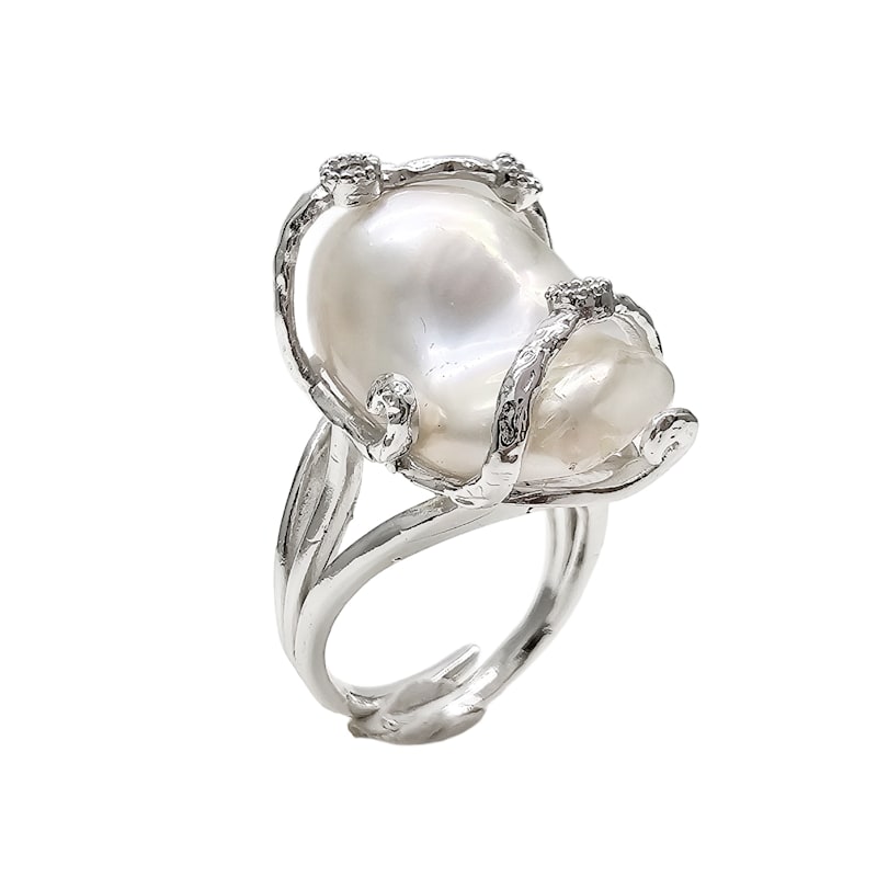 Thumbnail of Baroque Pearl Silver Adjustable Ring image
