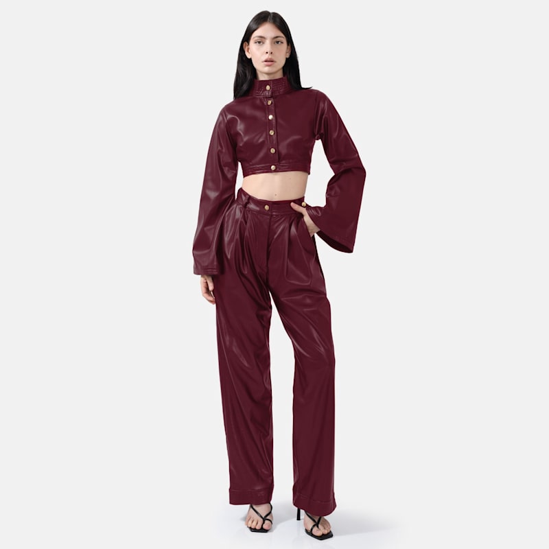 Straight Leg Pants in Burgundy