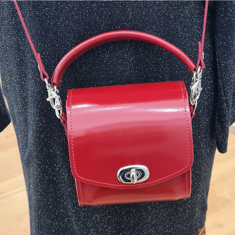 Thumbnail of Bauble Handmade High Shine Leather Handbag - Red image