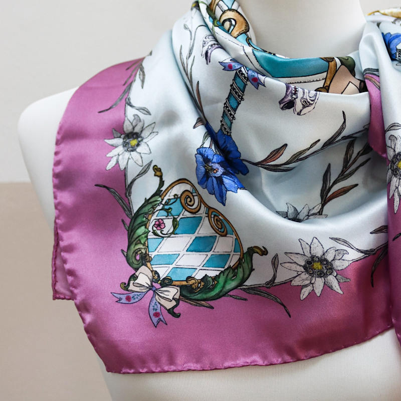 Thumbnail of The Mystical Edelweiss Silk Scarf Ice Blue image