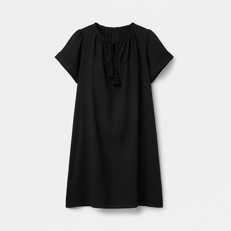 black gauze dress pockets Sleeveless Cotton Gauze Nursing Dress With Pockets- Black