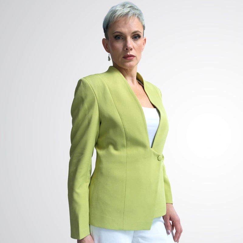 Thumbnail of Beacon Asymmetrical Lapel Jacket For Women - Green image