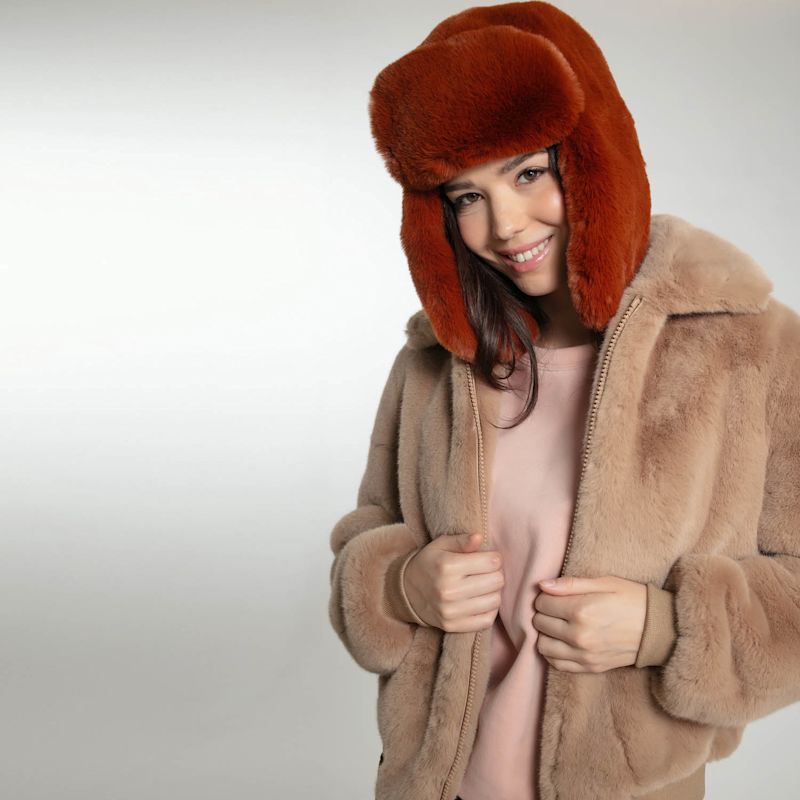 Thumbnail of Beatrix Faux Fur Bomber In Camel image