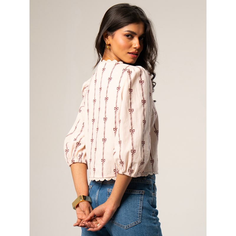 Beatrix Pink Cord Embroidered Shirt | Rose & Nancy | Wolf & Badger