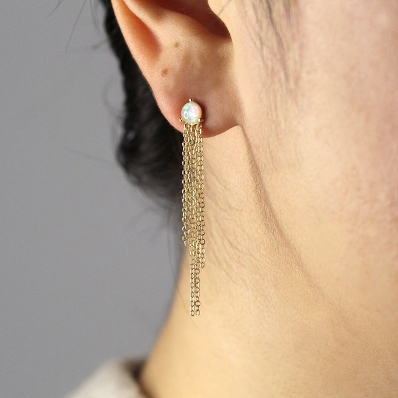 Thumbnail of Beautiful Opal Gold Chain Dangle Earrings image