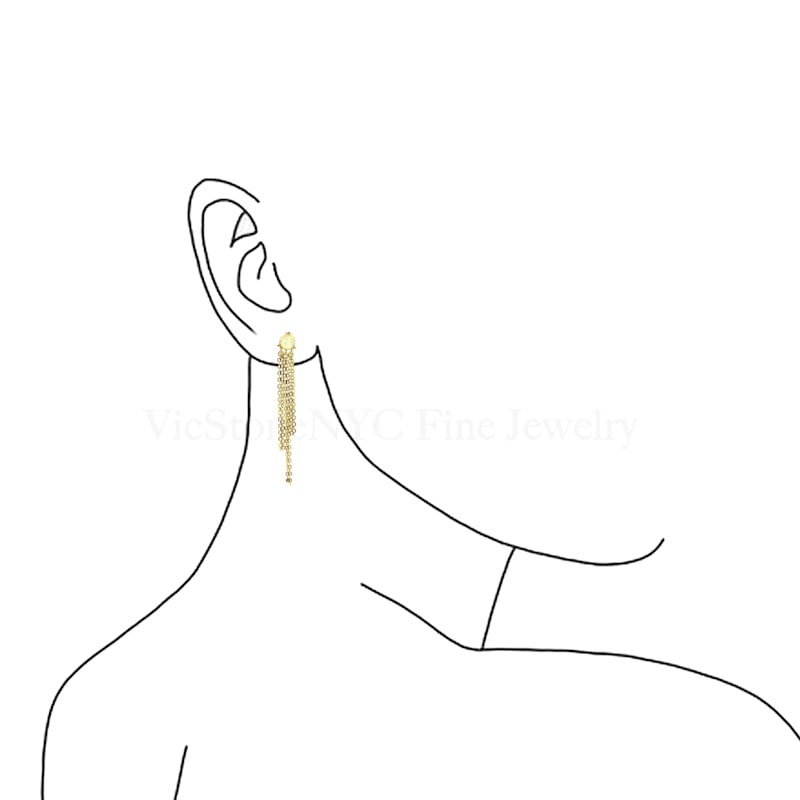 Thumbnail of Beautiful Opal Gold Chain Dangle Earrings image