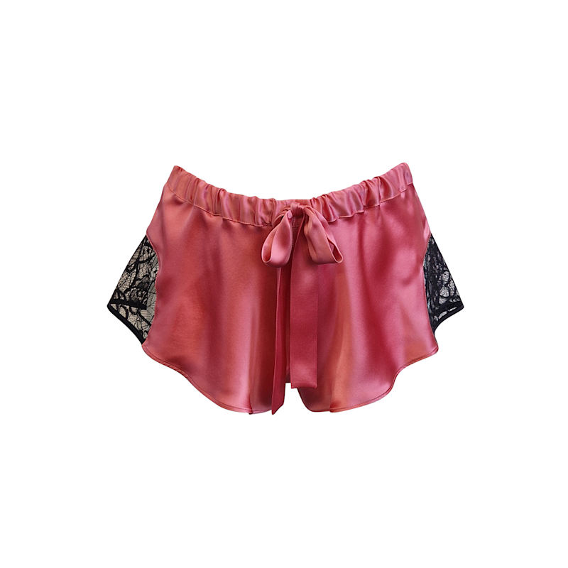 Thumbnail of Annabelle Beautiful Pink Silk Shorts With Luxurious Lace image