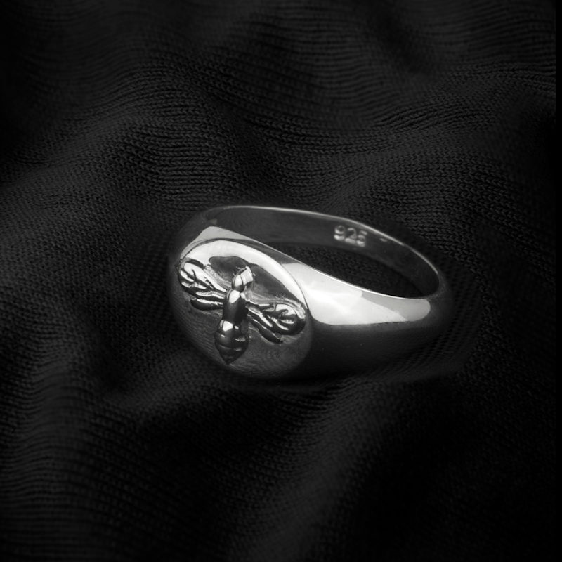 Thumbnail of Bee Signet Ring In Sterling Silver image