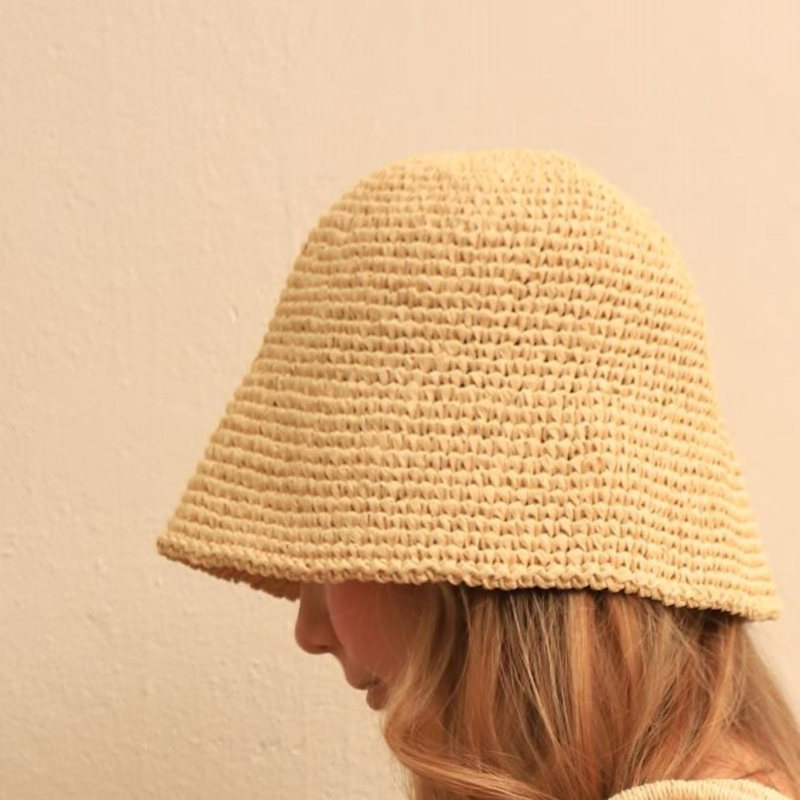 帽子 RAFFIA BUCKET HAT Crochet raffia bucket hat Natural For Women | Maje