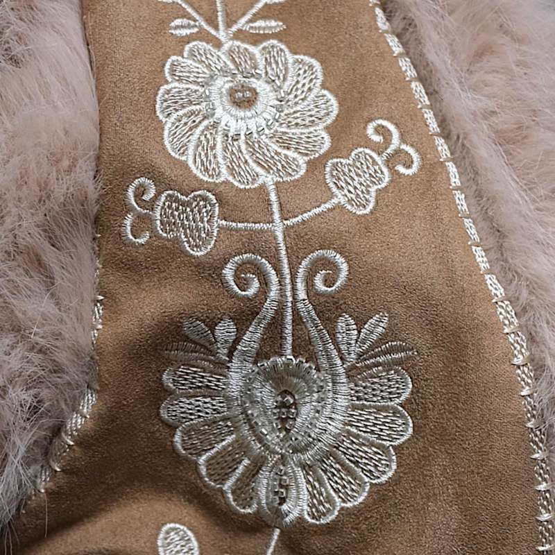 Thumbnail of Beige Embroidered Faux-Fur Vest image