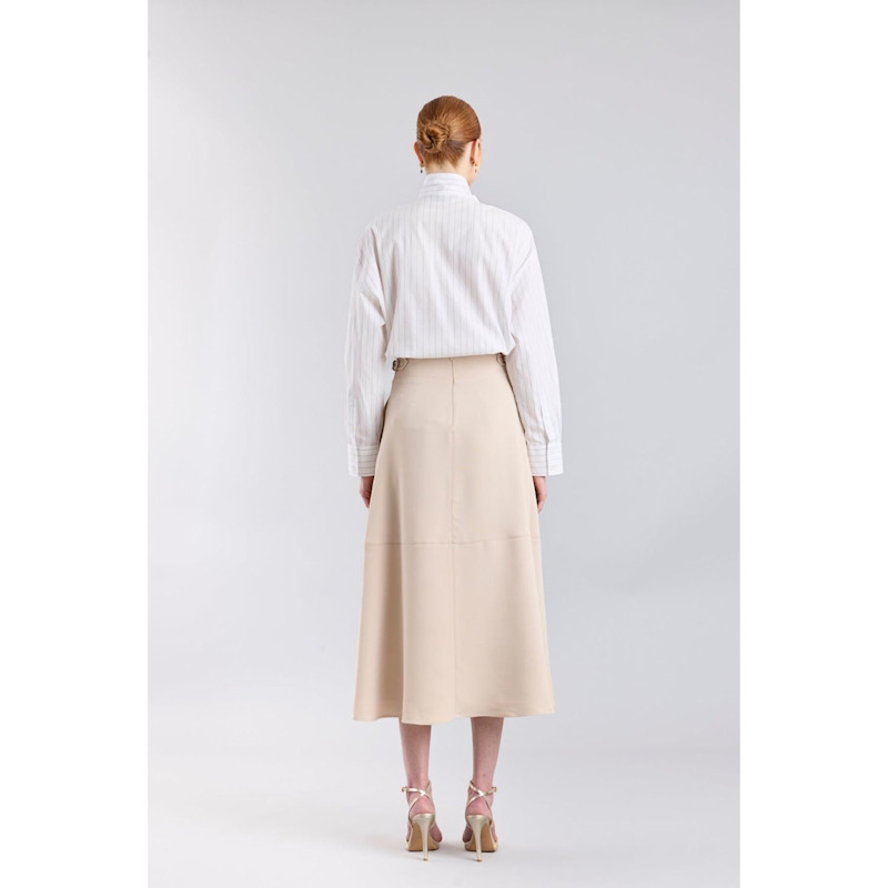 Thumbnail of Beige Flared Midi Skirt image