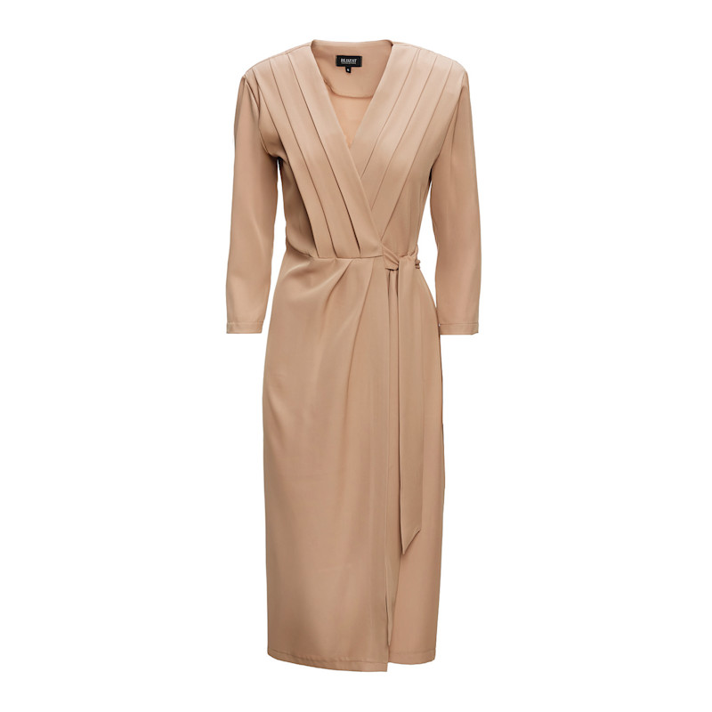 white christmas dresses Ruffle Stretch Crepe Formal Midi Cocktail Dress – The Dress Outlet