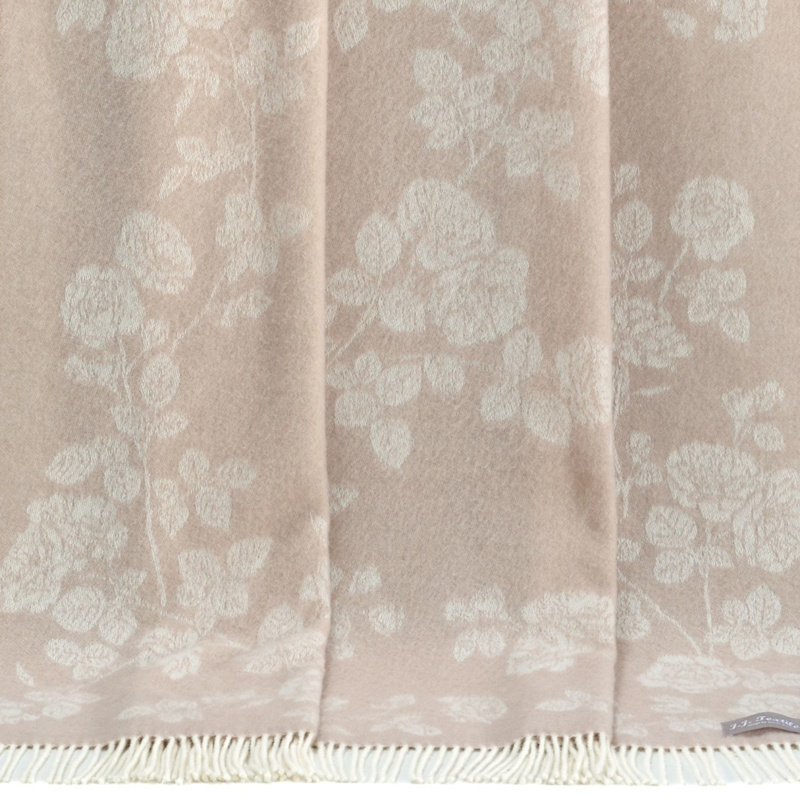 Thumbnail of Beige Roses Pure Merino Wool Throw image
