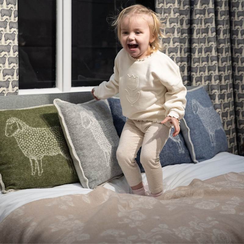 Thumbnail of Beige Roses Pure Merino Wool Throw image