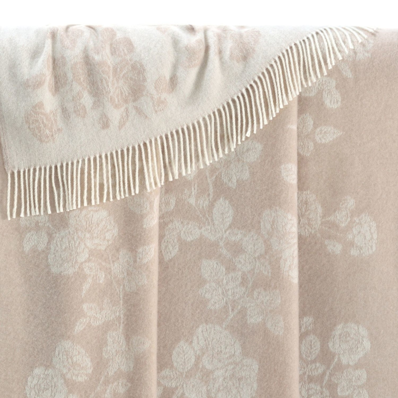 Thumbnail of Beige Roses Pure Merino Wool Throw image
