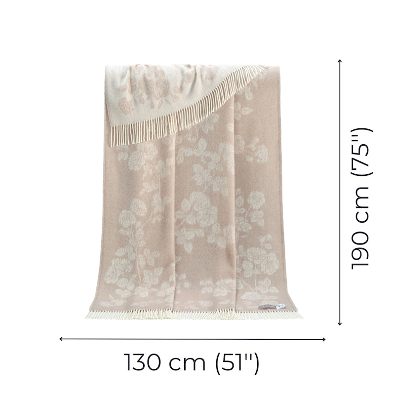 Thumbnail of Beige Roses Pure Merino Wool Throw image