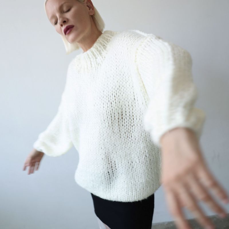 Thumbnail of Beige Wool Chunky Knit Oversized Jumper image