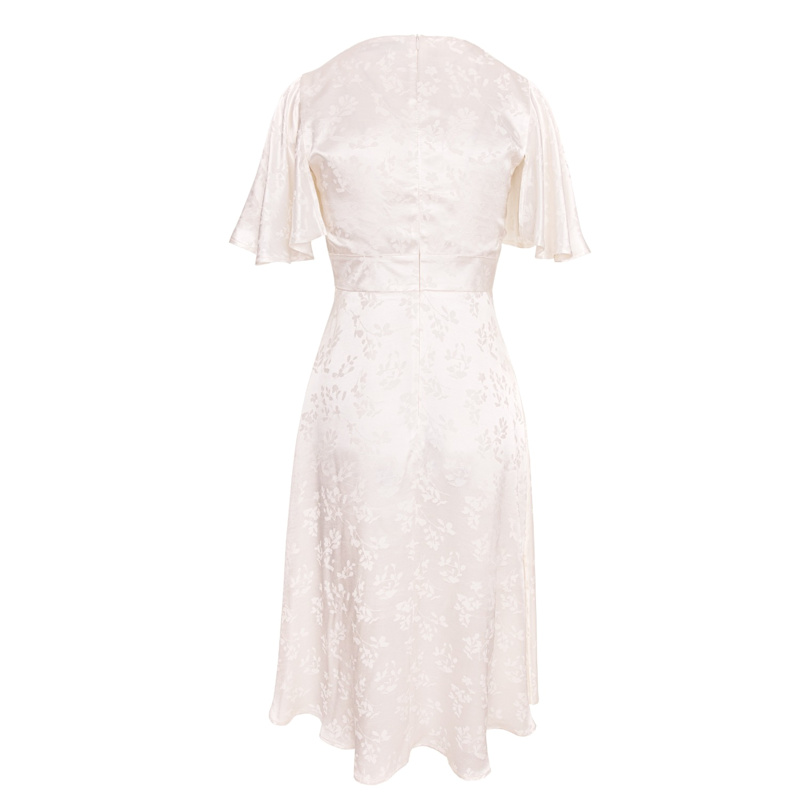 Bel Air White Flutter Sleeve Midi Dress | Noria Anis | Wolf & Badger