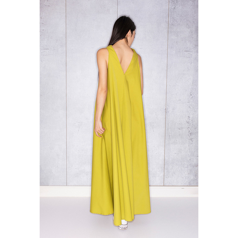 Thumbnail of Bell Dress Long In Lime Cotton Blend image