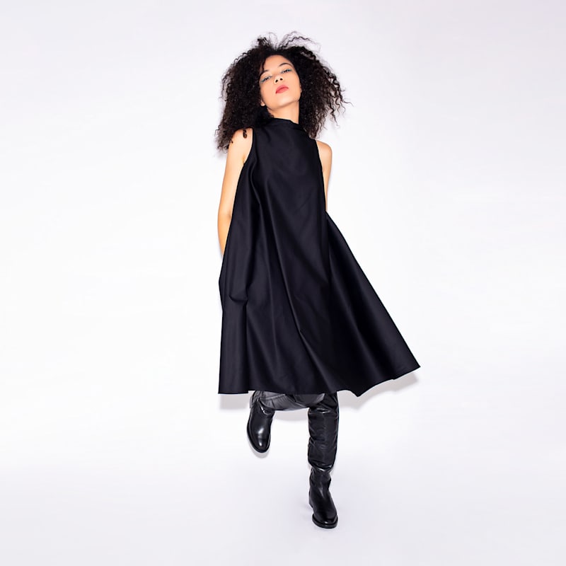 Thumbnail of Bell Dress Midi In Black Cotton image