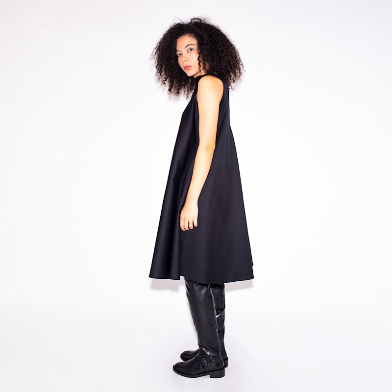 Thumbnail of Bell Dress Midi In Black Cotton image