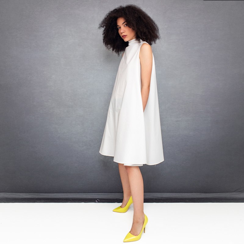 Thumbnail of Bell Dress Midi In White Cotton image