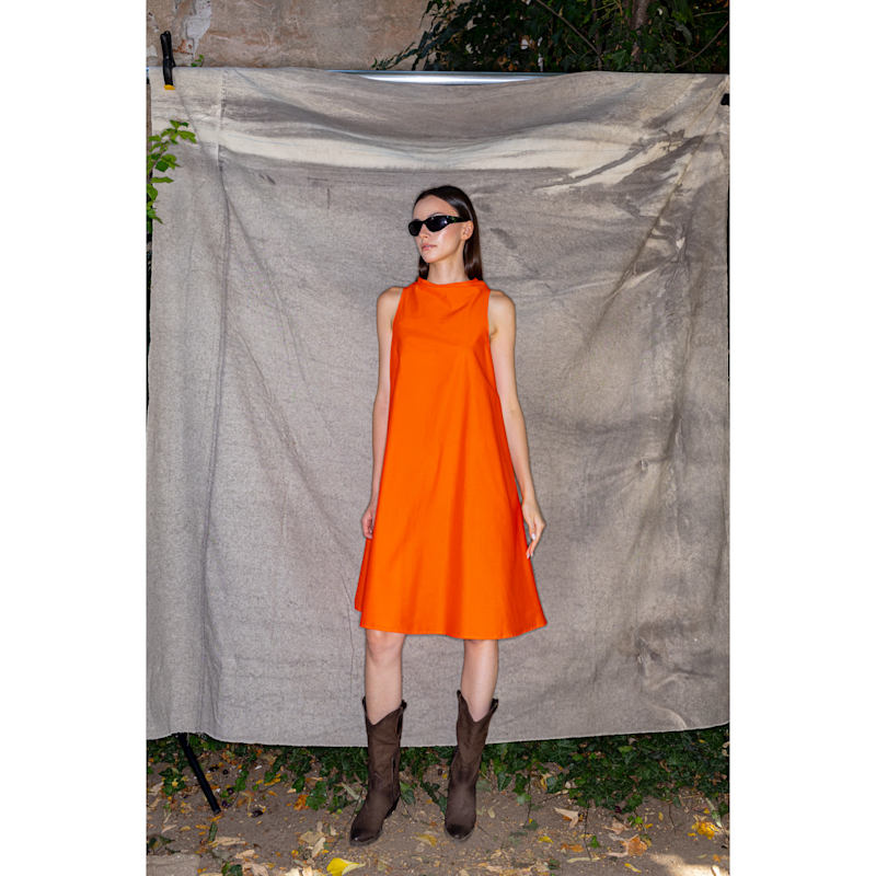 Bell Dress Short In Orange Cotton | Bianca Popp | Wolf & Badger