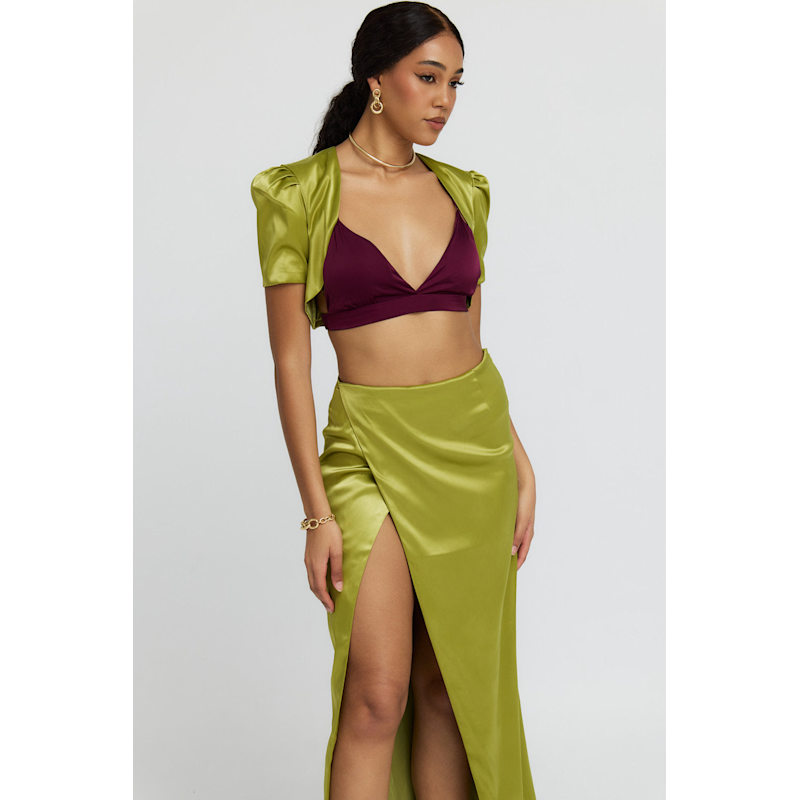 Thumbnail of Victoria Chartreuse Satin Bolero Jacket image