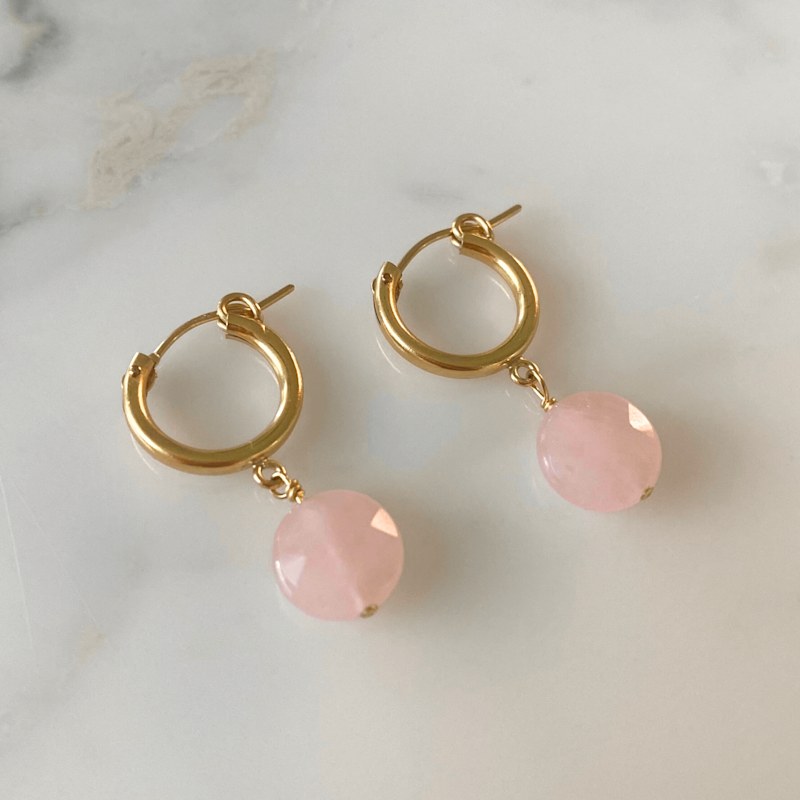 Thumbnail of Bella Rose Quartz Hoop Earrings image