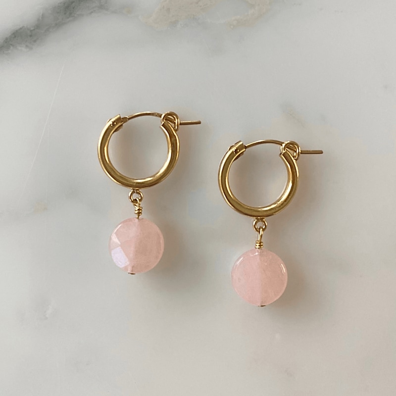 Thumbnail of Bella Rose Quartz Hoop Earrings image