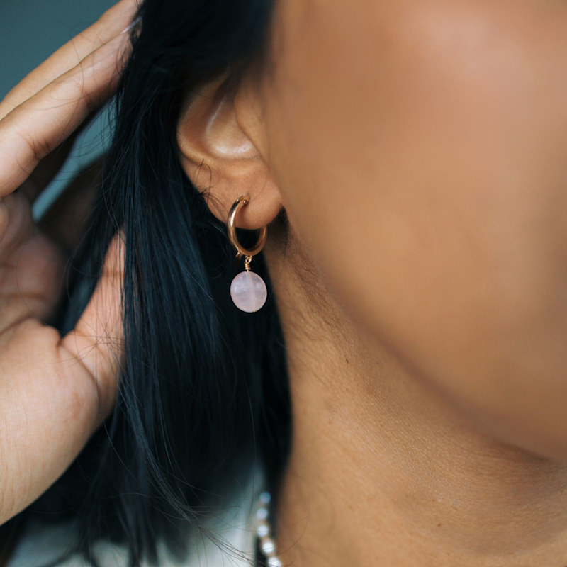 Thumbnail of Bella Rose Quartz Hoop Earrings image