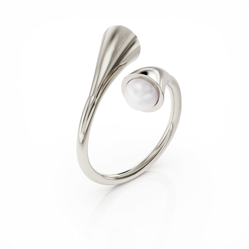 Thumbnail of Bella Solid Silver Ring With Two Cultured Freshwater Pearls image