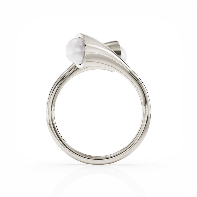 Thumbnail of Bella Solid Silver Ring With Two Cultured Freshwater Pearls image