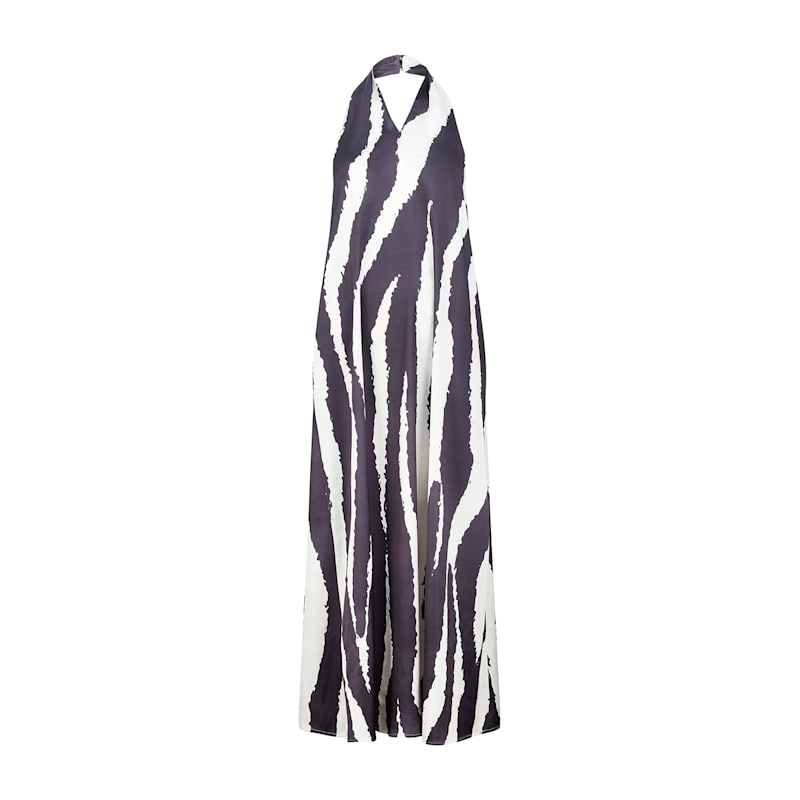 Thumbnail of Belle Zebra Print Maxi Dress In Black & White image