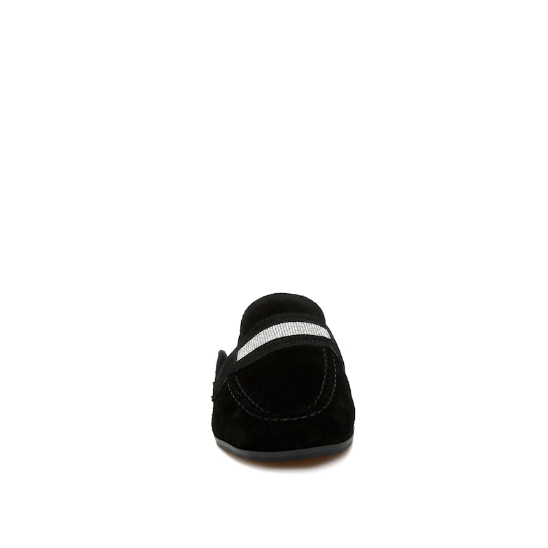 Thumbnail of Belorose Rhinestone Strap Genuine Suede Mules In Black By Rag & Co image