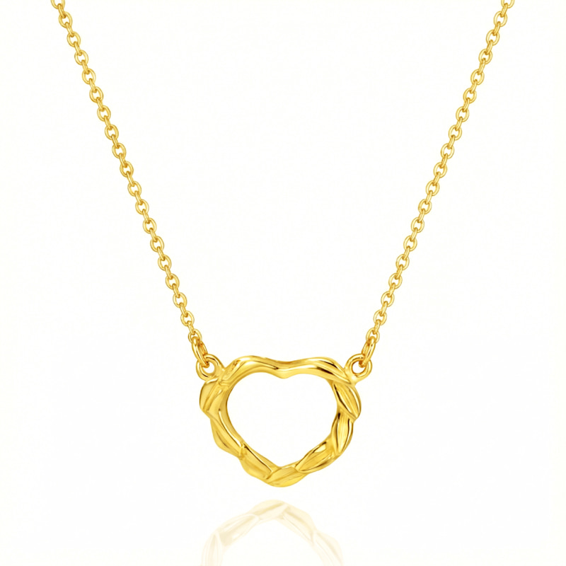 Thumbnail of Belove Gold Plated Sterling Silver Heart Necklace – Intertwined Leaf Pendant, Handmade Italian Romantic Jewelry Gift For Women image