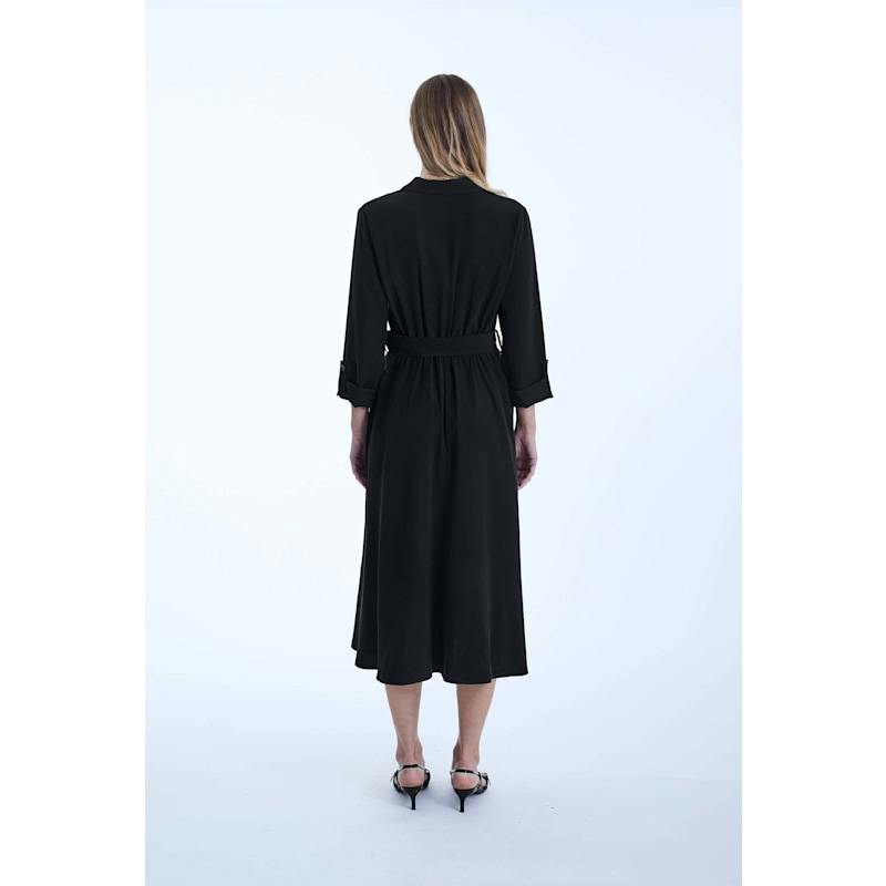 Belted Black Suit Midi Dress | James Lakeland | Wolf & Badger