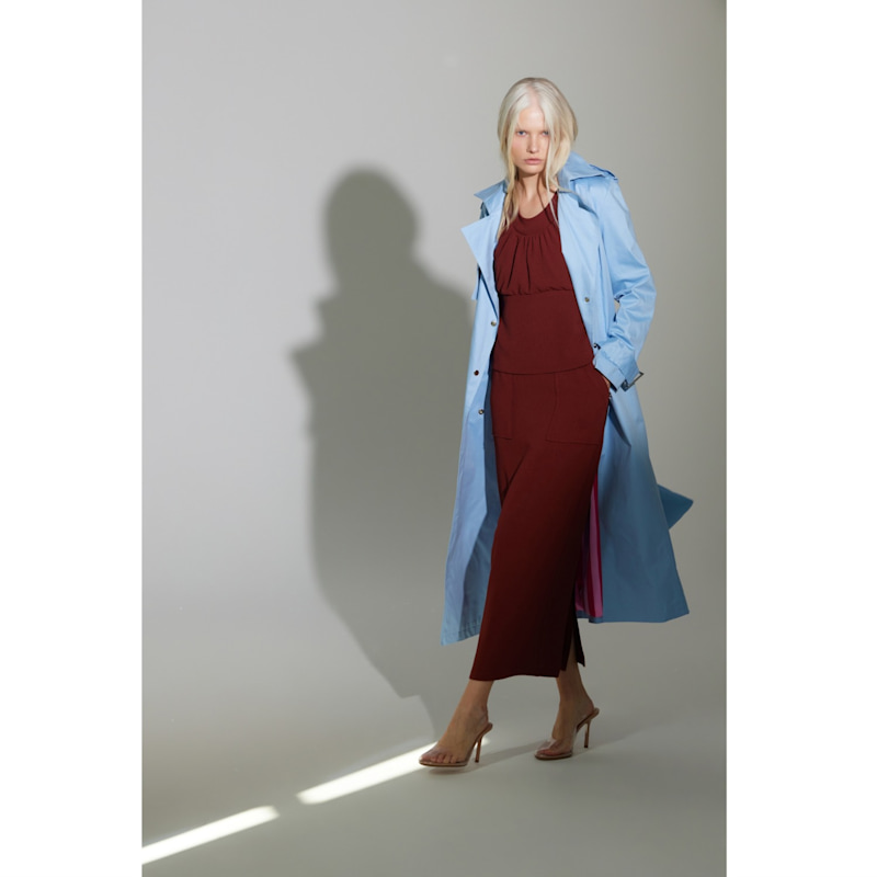 Thumbnail of Belted Classic Longline Trench Coat – Light Blue image