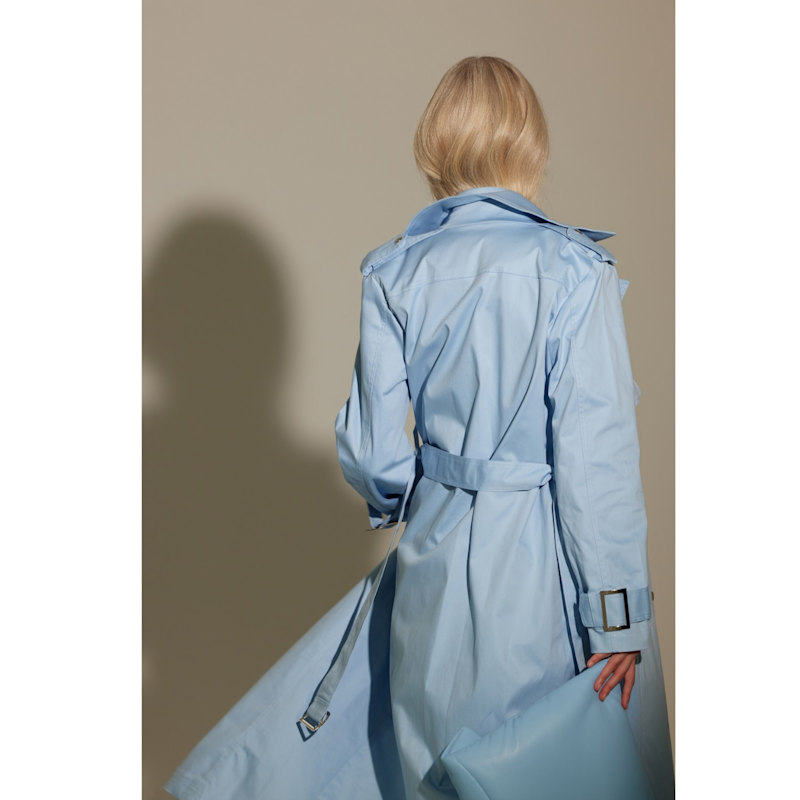 Thumbnail of Belted Classic Longline Trench Coat – Light Blue image